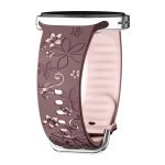 Samsung Galaxy Watch 8 gravírozott stílusú virág mintás bújtatos szilikon szíj füstös lila-púderrózsaszín 3