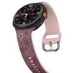 Samsung Galaxy Watch 8 gravírozott stílusú virág mintás bújtatos szilikon szíj füstös lila-púderrózsaszín 4