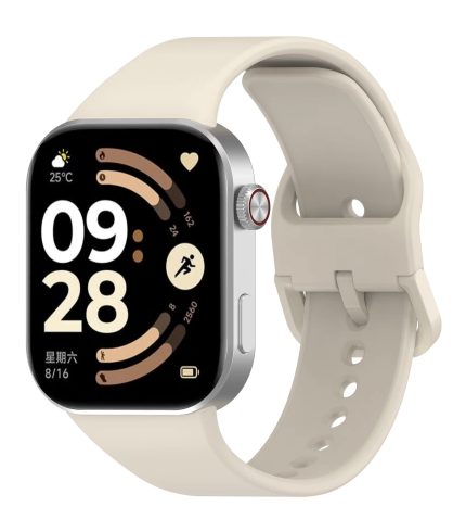 Xiaomi Redmi Watch 6 eredeti stílusú hagyományos csatos szilikon szíj bézs 2