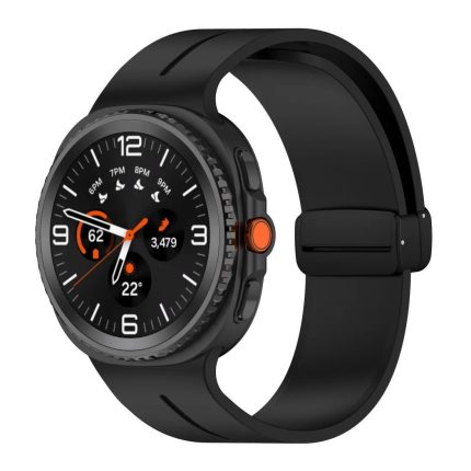 Samsung Galaxy Watch 8 Classic mágneses ívelt szilikon szíj fekete 2