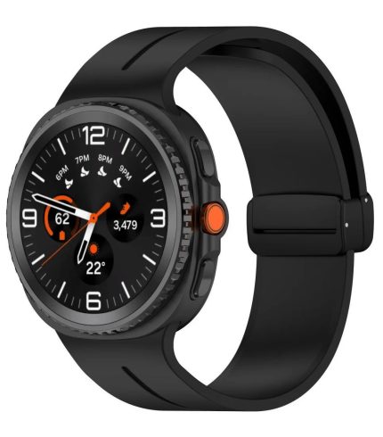 Samsung Galaxy Watch 8 Classic mágneses ívelt szilikon szíj fekete 2
