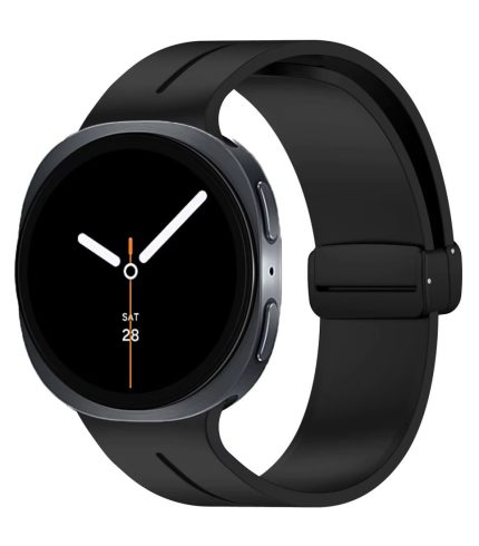 Samsung Galaxy Watch 8 mágneses ívelt szilikon szíj fekete 2