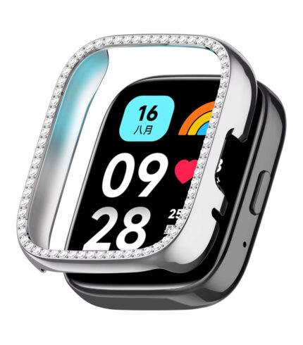 Xiaomi Redmi Watch 3 Active okosóra ezüst strasszköves pc tok 2