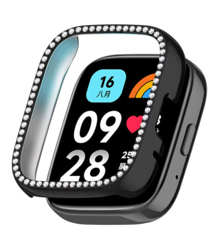Xiaomi Redmi Watch 3 Active okosóra fekete strasszköves pc tok 2