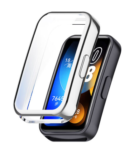 Huawei Band 10 kijelzővédős ezüst szilikon tok 2